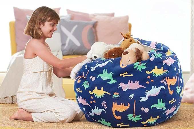 Aubliss Stuffed Animal Bean Bag Storage Chair (Dinosaur, Large (38''))