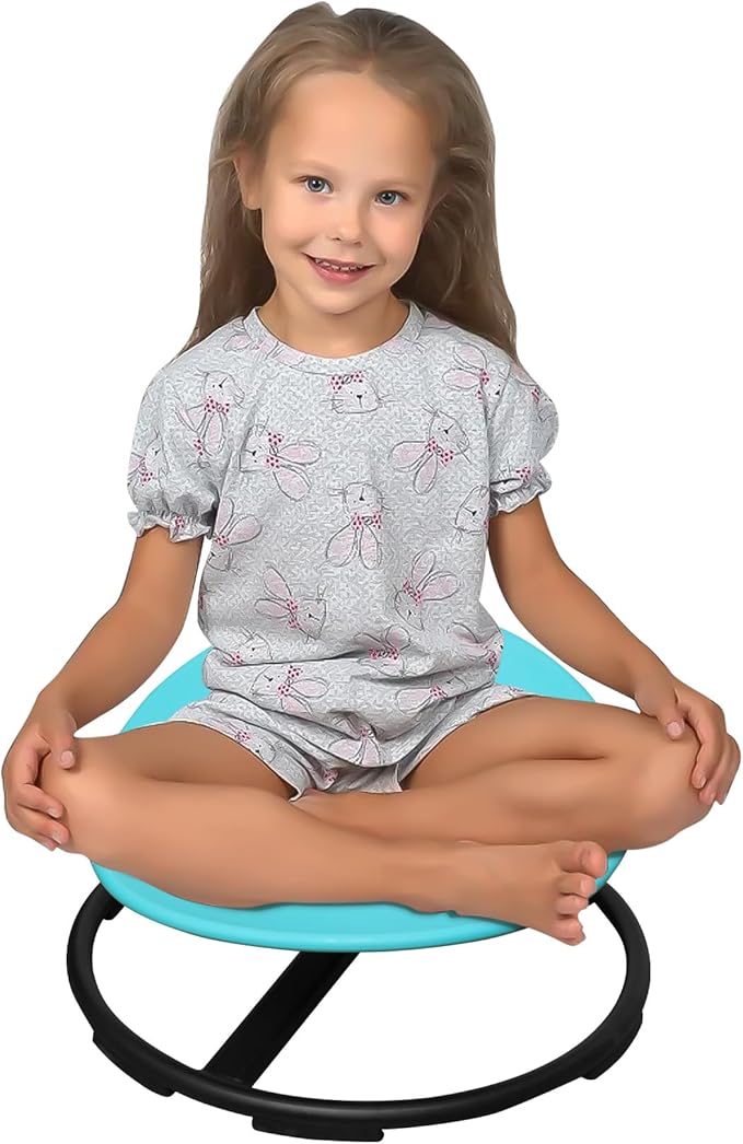 MIV Kids Sensory Swivel Chair, Autism Kids Swivel Chair, Sensory Spin Chair, Metal Base, Non-Slip Design, Blue, Assembly Required