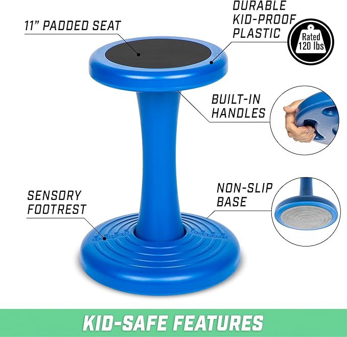 GoSports Wobble Chair - Sensory Stool for Active Kids - ADHD Chair for Classrooms or Home - 18 or 14 Inch Stool
