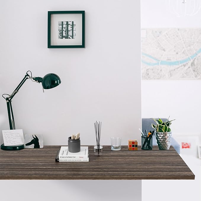 Kaboon Universal Tabletop 40"x18", Solid One-Piece Melamine Table Top, Double Desk L-Desk Floating Desk DIY, Home and Office,Eucalyptus/Dark Walnut