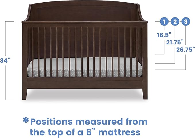Delta Children Campbell 6-in-1 Convertible Crib - Greenguard Gold Certified, Walnut Espresso