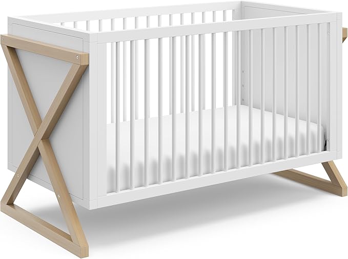 Storkcraft Equinox 3-in-1 Convertible Crib (Driftwood) - Easily Converts to Toddler Bed & Daybed, 3-Position Adjustable Mattress Support Base, Modern Two-Tone Design for Contemporary Nursery
