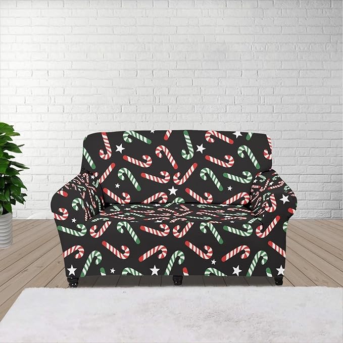 FKELYI Christmas Furniture Protector Easy Going Stretch Sofa Slipcover Non-Slip Sofa Couch Cover Washable Sofa Slipcovers M