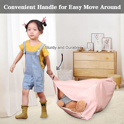 Jorbest Stuffed Animal Storage Bean Bag Chair for Kids and Adults, Luxury Velvet Stuffed Animal Bean Bag Storage, Cover Only(Sweet Pink 200L/52 Gal)