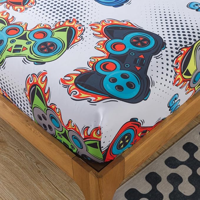ADASMILE A & S Gamer Comforter Sets for Boys Teens 6 Pieces Gaming Bedding Set Twin Size Colorful Video Game Gaming Comforter for Kids Gamer Bed in A Bag Comforter with Gamer Sheets Home Decor