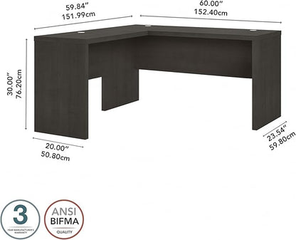 Bush Business Furniture Echo L Shape Desk with Wire Management | Corner Computer Table with Quick-to-Assemble Hardware | Home Office Credenza, 60W, Charcoal Maple