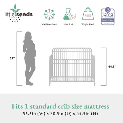 Little Seeds Ivy 3-in-1 Convertible Metal Crib, Off White