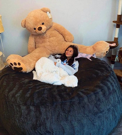 6FT Giant Round Faux Fur Bean Bag Chair Cover - Ultra Soft and Fluffy for Adults, Machine Washable (No Filler, Cover Only)