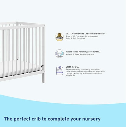 Graco Teddi 4-in-1 Convertible Mini Crib with Bonus Water-Resistant Mattress (White) – GREENGUARD Gold Certified, 2.75-Inch Mattress Included, Convenient Size, Easy 30-Minute Assembly