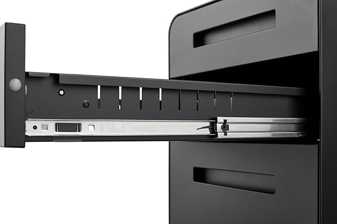 3 Drawer Mobile Desk Office with Lock and Wheels,Versatile Storage Cabinets w/Anti-Tilting Cold Rolled Steel Waterproof Moisture-Proof,for Legal/Letter/A4 Files,Black
