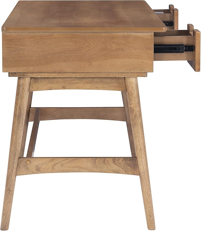 Linon Natural Dutton Wood and Rattan Desk