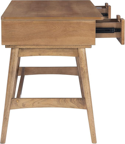 Linon Natural Dutton Wood and Rattan Desk