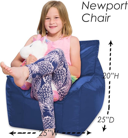 Posh Creations Bean Bag Chair Structured Comfy Seat Use for Gaming, Reading and Watching TV, Newport, Navy