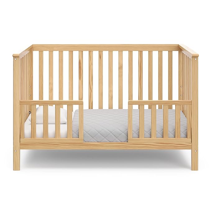 Storkcraft Hillcrest 4-in-1 Convertible Crib (Natural) - Converts to Daybed, Toddler Bed, and Full-Size Bed, Fits Standard Full-Size Crib Mattress, Adjustable Mattress Support Base