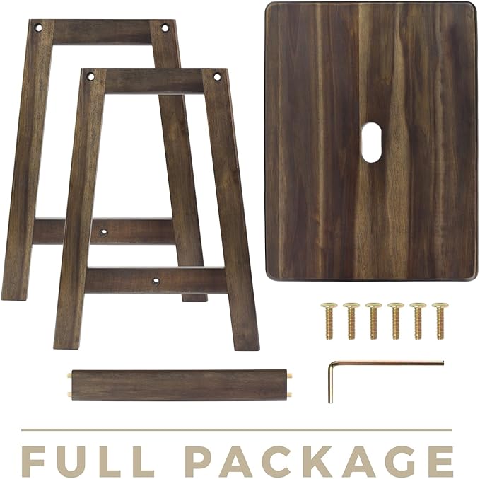 Rectangular Acacia Wood Stool (16.7" D x 13" W x 17.7" H) Small Bench Seat, Small End Table Stool, Bathroom Stool Wood, Plant Stool, Makeup Stool, Perfect Size for Living Room,Bathroom (Walnut Color)