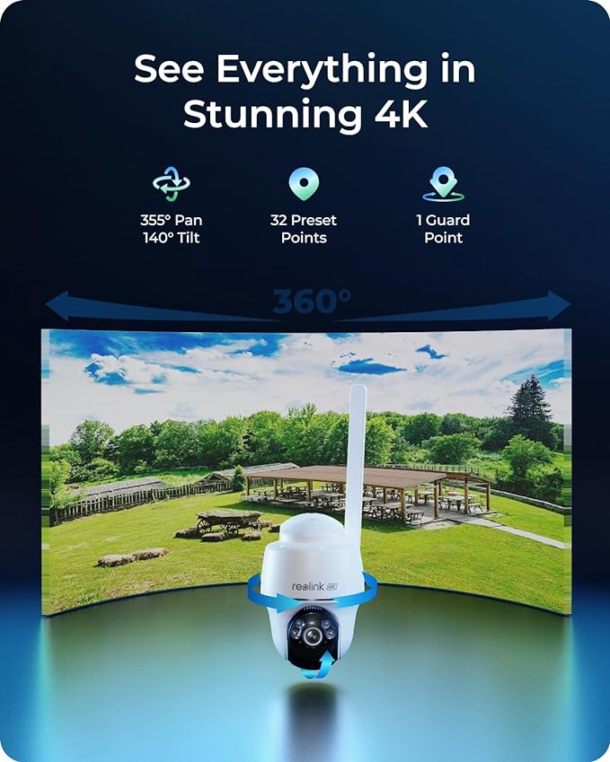 REOLINK Go PT Ultra+SP - 4K Cellular Security Camera Wireless Outdoor, No WiFi, 3G/4G LTE, Support (AT&T/T-Mobile), Solar Powered, Color Night Vision, Local/Cloud Storage, Smart Detection