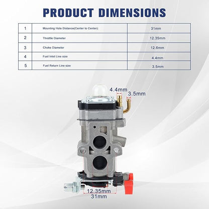 150BT 350BT WYA-44 Carburetor for Husqvarna Backpack Blower 150BT 350BF 350BT 570BTS 580BTS 560BTS 150BF 560BFS 570BFS 580BFS RedMax EBZ8000 EBZ8050 Blower Replace 505183101 502845001 521631601
