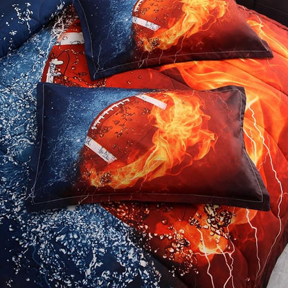 NTBED American Football Comforter Set for Boys Teens,3D Sports Bedding Full Size 6pcs,Rugby Printed Quilt Sets with 2 Matching Pillow Shams