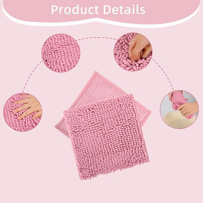 Locker Rug school girl rugs Carpet Chenille 100% Microfiber Locker Carpet with Non Skid Backing Locker Decorations (Pink, 10X10)