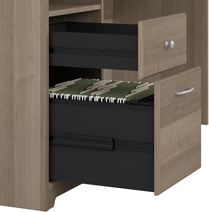 Bush Furniture Cabot 72W L Shaped Computer Desk with Drawers, Ash Gray