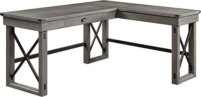 NicBex Laik-DW-00060-DX Desks, 67" W x 55" D x 30" H, Gray