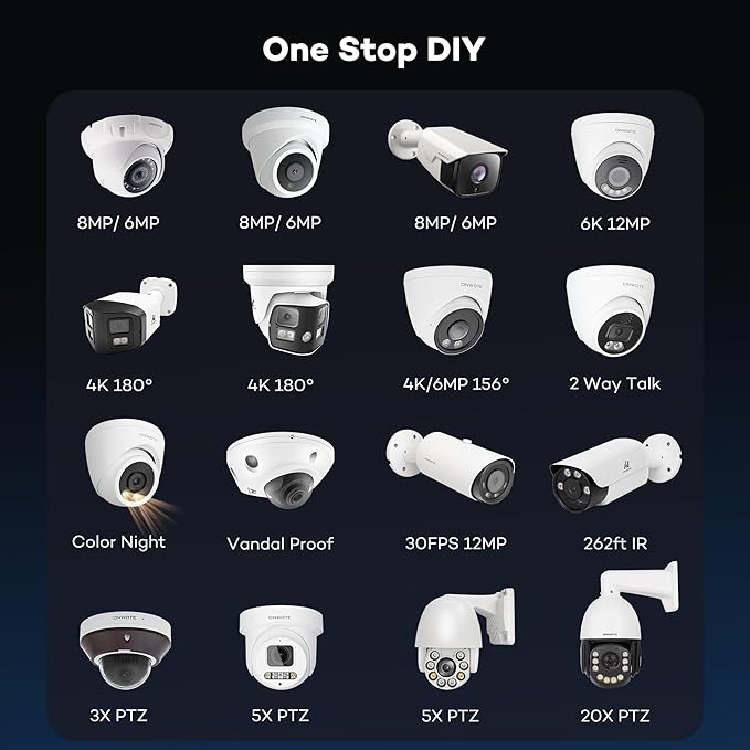 ONWOTE 4K 8MP UltraHD PoE IP Security Camera, AI Human Vehicle Detection, 3840x2160 8 Megapixels, 128° FoV, Video Audio, Indoor Outdoor, Commercial Wired Camera for Business, Add-on to PoE NVR System