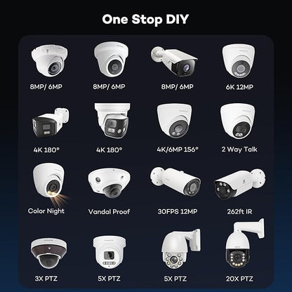 ONWOTE 6MP Super HD PoE IP Security Camera with Audio, AI Human Vehicle Detection, 3072x2048 6 Megapixels, 122° FoV, Indoor/Outdoor Commercial Wired Camera for Business, Add-on to PoE NVR System