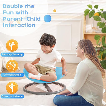 Sensory Chair for Kids Autism Sensory Products Sit and Spin Autism Toys Spinning Chair ADHD Chair Swivel Chair Training Body Coordination (Blue)