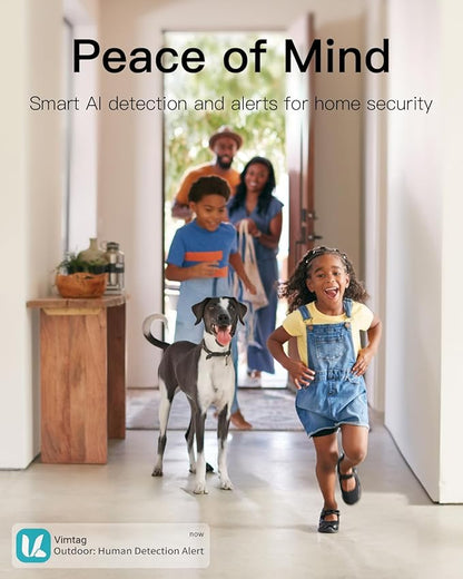 VIMTAG Indoor Camera 2.5K 4MP, Cameras for Home Security 2.4/5Ghz WiFi, Pet Camera 360° Pan/Tilt, Baby Montior with Phone App, Night Vision, Motion Alerts, Cloud/Local Storage, Support Alexa, 1 Pack