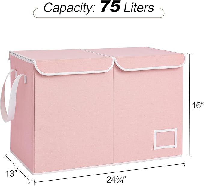 StorageWorks Toy Storage Organizer with Flip-Top Lids, Toy Bins for Living Room, Nursery Room, Playroom, Large Toy Box for Kids, Pink, 24 ¾"L x 13" W x 16" H