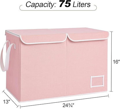 StorageWorks Toy Storage Organizer with Flip-Top Lids, Toy Bins for Living Room, Nursery Room, Playroom, Large Toy Box for Kids, Pink, 24 ¾"L x 13" W x 16" H