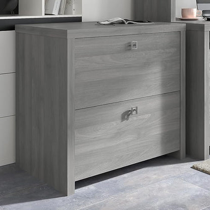 Office by kathy ireland Echo 2-Drawer Lateral File Cabinet, Letter/Legal, Modern Gray, 32-inch (KI60402-03)