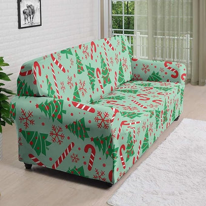 FKELYI Green Christmas Tree Sofa Slipcover Comfortable Sofa Couch Cover with Elastic Bottom Stretch Furniture Protector for Indoor XL