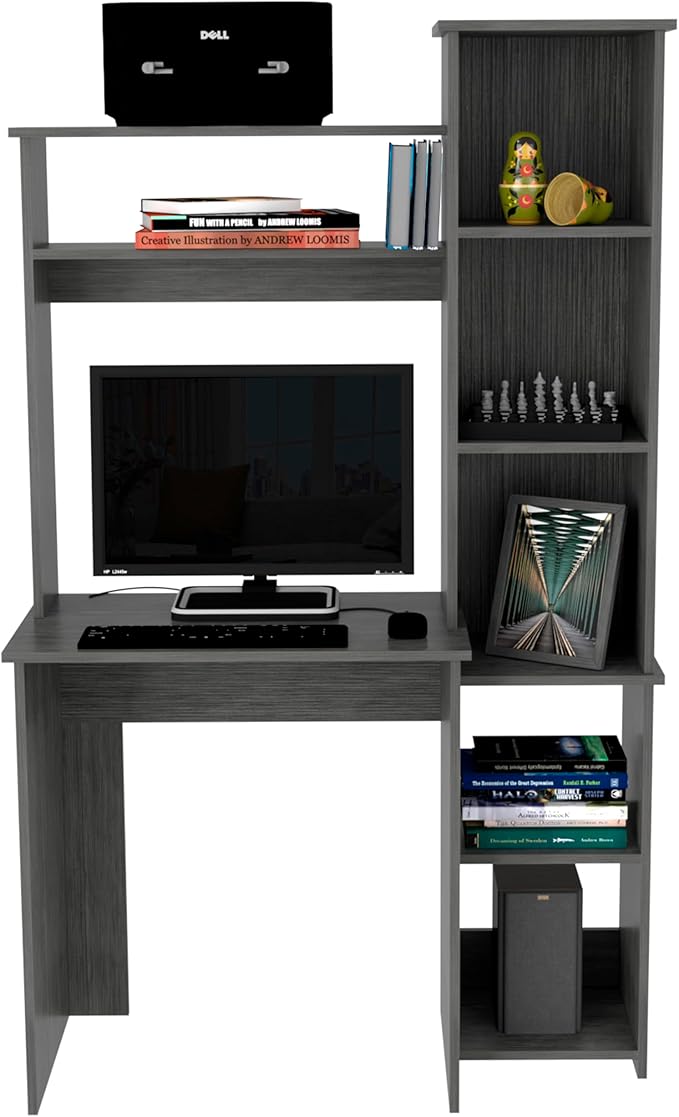 NicBex Laik-DW-00074-DX Desks, 38.7" W x 17.8" D x 63.9" H, Smokey Oak