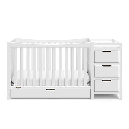 Graco Remi 4-In-1 Convertible Crib & Changer With Drawer (White) – GREENGUARD Gold Certified, Crib And Changing-Table Combo, Includes Changing Pad, Converts To Toddler Bed, Full-Size Bed