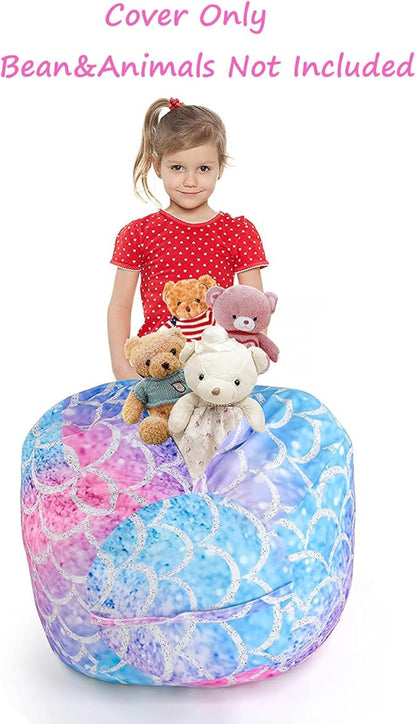 KABOER Bean Bag Cover for Kids,200L Stuffed Animal Storage Bean Bag Chair Cover |Stuffable Zipper Beanbag for Organizing Children Soft Plush Toys (32x29inch)