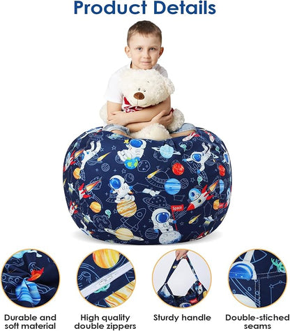 Bean Bag Chair for Kids Stuffed Animal Storage Beanbag Chairs,Toddler Toy Storage Organizer for Girls and Boys,Large 32'' Cover Only（No Filling)
