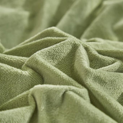 Wellboo Sage Green Velvet Comforter Sets Full Light Green Fluffy Bedding Solid Color Flannel Quilt Women Men Grass Green Comforters Micromink Sherpa Fuzzy Warm Bed Girls Boys Dorm Plush Bedding Soft
