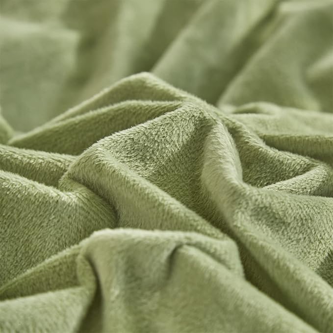 Sage Velvet Comforter Sets Solid Sage Green Flannel Bedding Set King Women 3 Pieces Sage Green Velvet Blanket Winter Bedding Set Men Sage Green Flannel Bed Comforter Set King Bedding Set