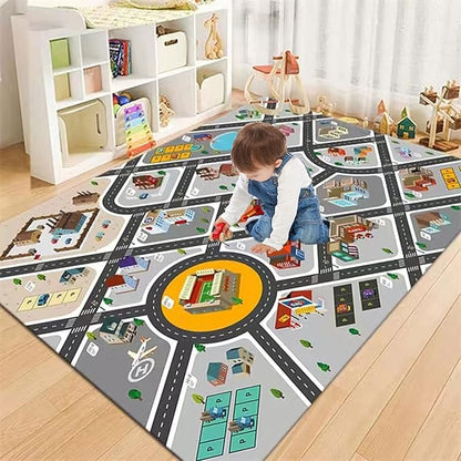 Kids Rug Play Mat Great for Playing with Cars and Toys,Educational Kid Road and Traffic City Life Carpet,Children Baby Fun Throw Rug for Bedroom Play Room,55X79Inch/140X200CM