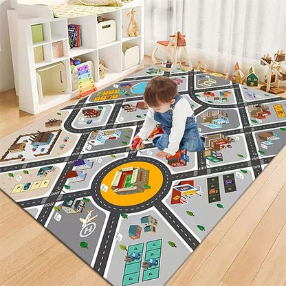 Kids Rug Play Mat Great for Playing with Cars and Toys,Educational Kid Road and Traffic City Life Carpet,Children Baby Fun Throw Rug for Bedroom Play Room,63X91Inch/160X230CM