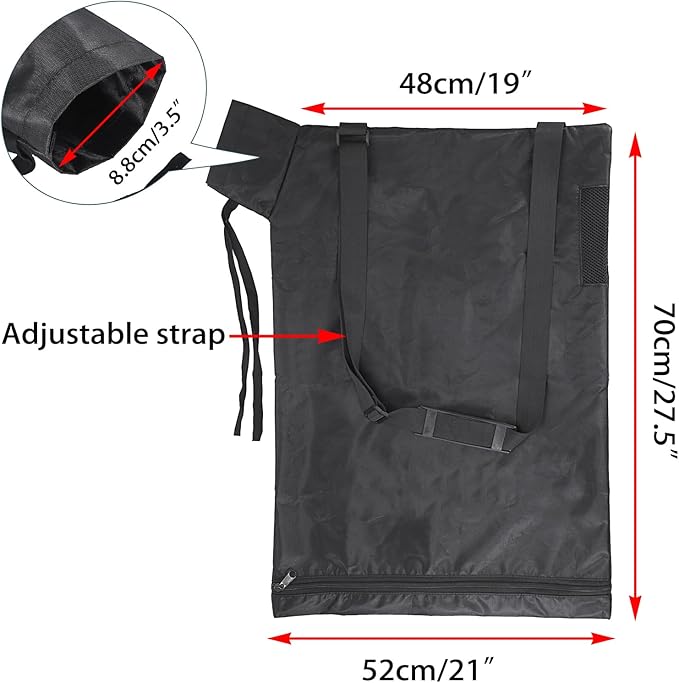 OwnMy Universal Leaf Vacuum Blower Bag Black Leaf Vacuum Bag Leaf Blower Replacement Bag with 3 Fasten Ties, Adjustable Leaf Blower Mulcher Bag Bottom Debris Zipper Bag Fallen Leaves Collection Bag