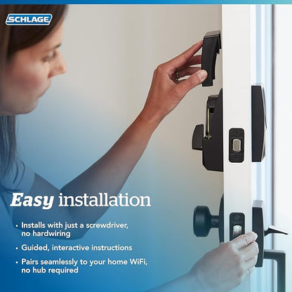 Schlage Encode Smart WiFi Deadbolt Lock for Front Door - Keyless Entry with App or Touchscreen - Works with Alexa, Apple HomeKit, Hey Google, & Airbnb - Create Codes for Guests - Satin Brass Gold