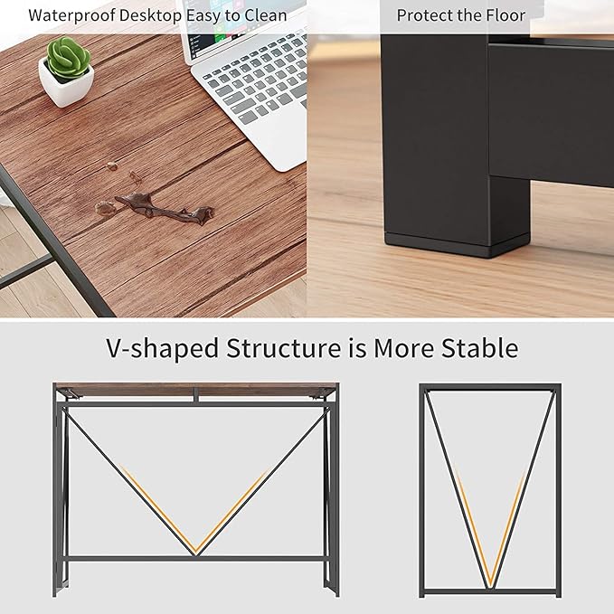 NWCD3D Folding Computer Desk, Brown
