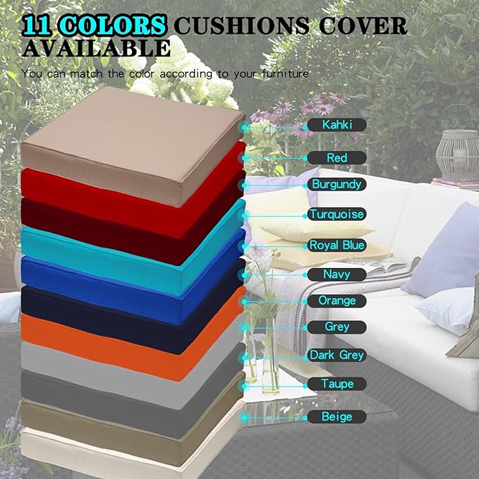 ClawsCover 14Pack Outdoor Patio Seat and Back Cushions Replacement Covers Fit for 7Pieces 6-Seater Wicker Rattan Sectional Couch Chair Furniture Set,Taupe-Include Cover Only (Small)