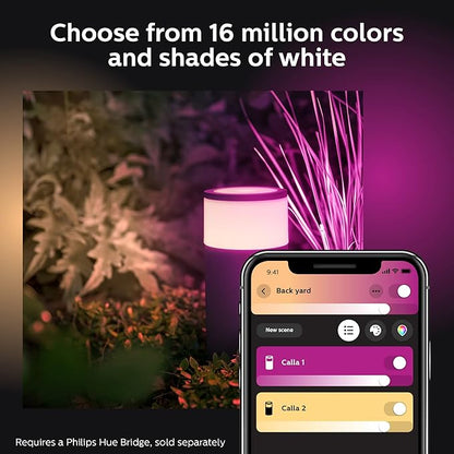 Philips Hue Calla Outdoor Smart Pathway Light - White & Color Ambiance LED Walkway Lights - Low Voltage Lighting - 1 Pack - Requires Bridge and Power Supply - Control with App and Voice - Weatherproof
