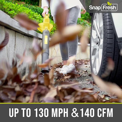 SnapFresh Leaf Blower - 20V Leaf Blower Cordless with Battery & Charger, Electric Leaf Blower for Lawn Care, Battery Powered Leaf Blower Lightweight for Snow Blowing(Yellow)