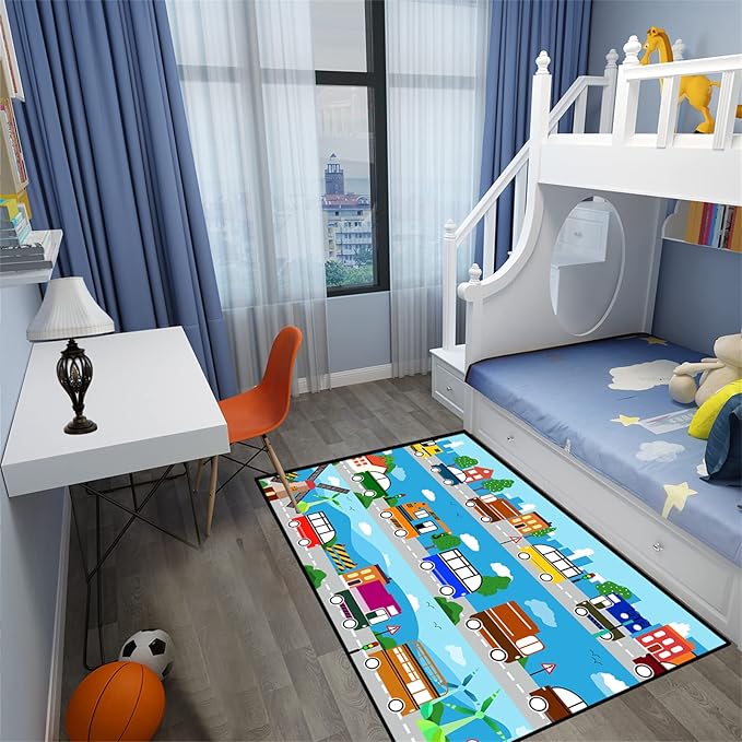 Car Carpet for Kids Kids Rugs for Playroom Car Track Rug Road Rug for Kids Car Play Rug Road Carpet for Toy Cars Car Track Rugs for Boys Car Rug for Boys Room 3'×5'