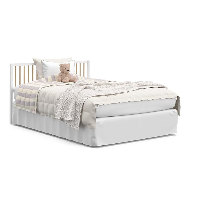 Graco Teddi 5-in-1 Convertible Crib (White with Driftwood) – GREENGUARD Gold Certified, Converts to Daybed, Toddler & Twin Bed with Headboard and Footboard, Adjustable Mattress Height