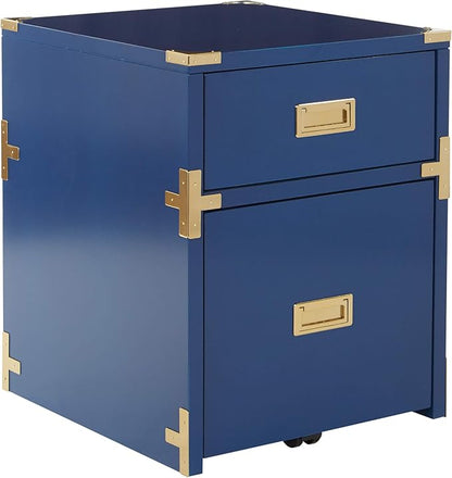OSP Home Furnishings Wellington 2-Drawer File Cabinet, Lapis Blue